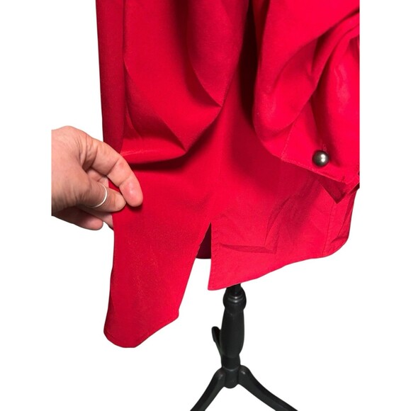 Women's Kathy Che 18/20‎ Red rollup tab sleeves Y2K Whimsical Officecore Travel - Picture 4 of 9